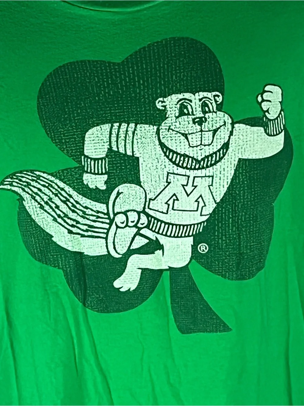 Next Level University Of Minnesota Gophers Green Goldy Shamrock Mens T-Shirt 3XL - Picture 2 of 7